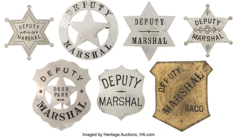 40146: Lot of Seven Deputy Marshal Badges, Circa Late 1