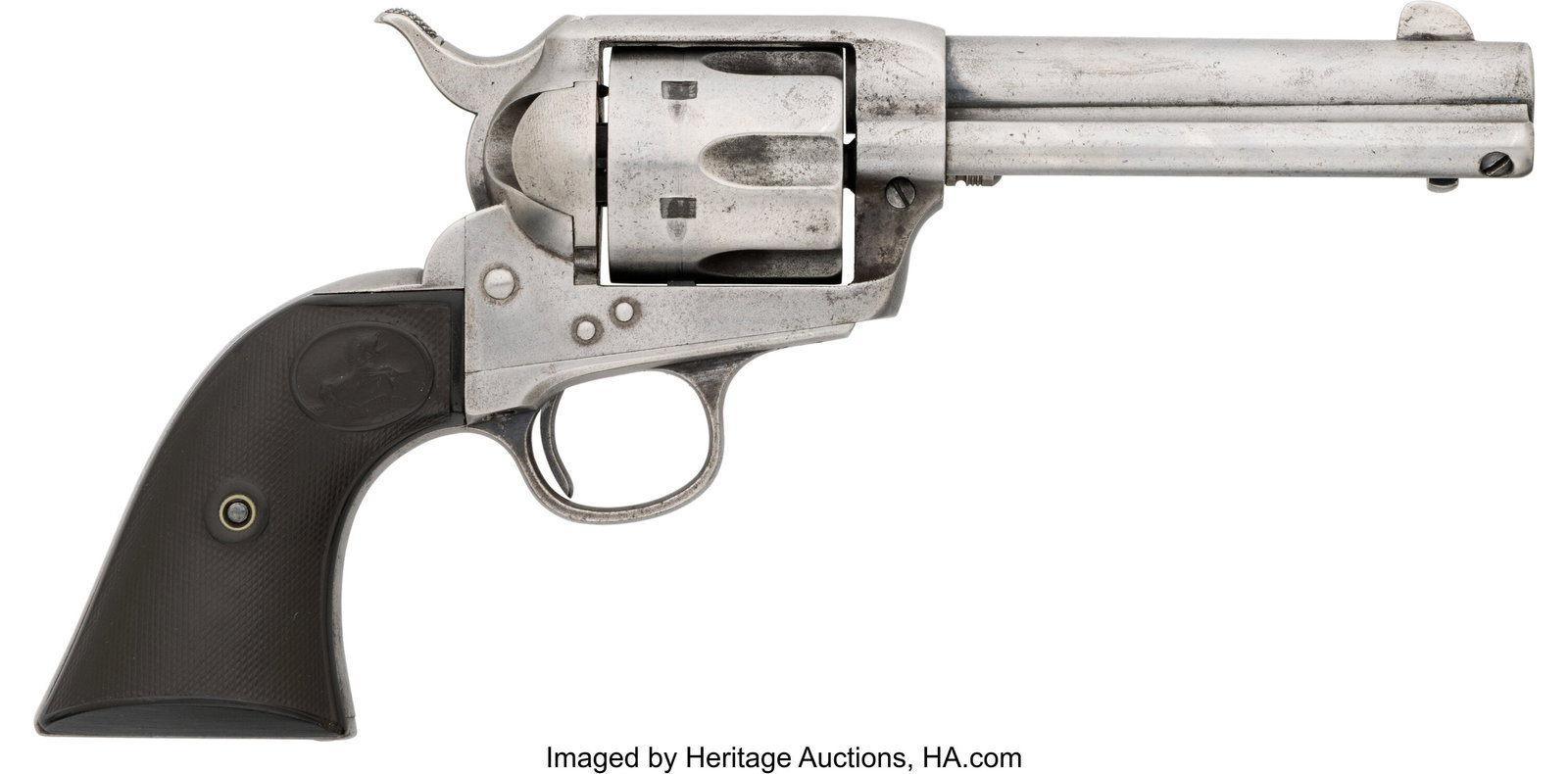 Colt Single Action Army Frontier Six Shooter Rev: Colt Single Action Army Frontier Six Shooter Revolver with Leather Rig and Factory Letter. Serial no. 227190 [frame, triggerguard and butt], .44-40 caliber