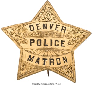 40149: Ornate Gilt Brass Denver, Colorado Police Matron