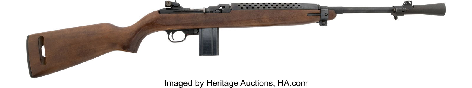 Universal M1 Semi-Automatic Rifle. Serial no.: Universal M1 Semi-Automatic Rifle. Serial no. 415947, .30 caliber, 20-inch barrel with standard military sights and flared muzzle. Blued finish. Top of r