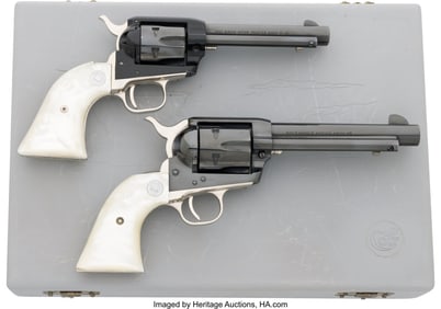 40073: Cased Nevada Centennial Colt SAA and Frontier Sc
