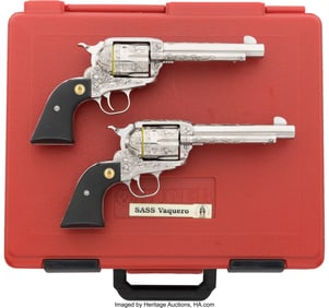 40162: Pair of Cased & Engraved Sturm Ruger SASS Model
