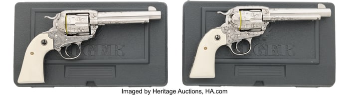 40163&colon; Pair of Cased & Engraved Sturm Ruger Model New V