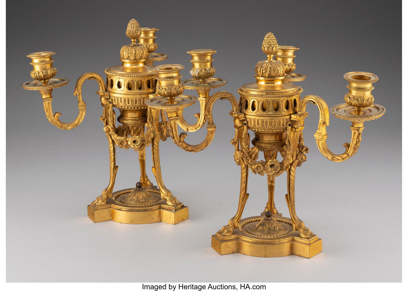 61002: A Pair of Louis XVI-Style Gilt Bronze Four-Light