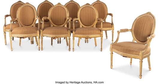 61017&colon; A Set of Eight George III-Style Gilt Wood Dining