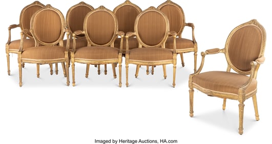 61018&colon; A Set of Eight George III-Style Gilt Wood Dining