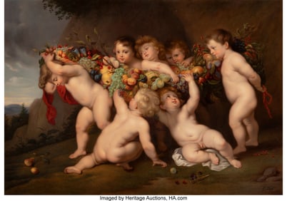61138&colon; A Framed KPM Enameled Porcelain Plaque after Pet