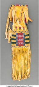 70195: A Cheyenne Beaded Hide Tobacco Bag c. 1880 hid