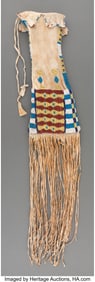 70196: A Cheyenne Beaded Hide Tobacco Bag c. 1880 hid