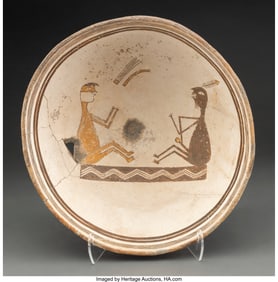 70100: A Mimbres Polychrome Figural Bowl c. 950 - 1150
