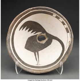 70101: A Mimbres Black-On-White Figural Bowl c. 950 -