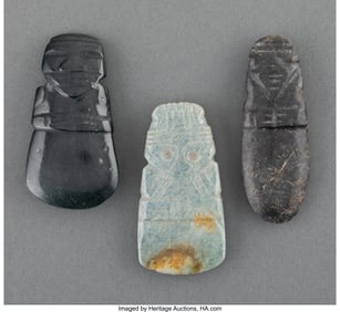 70294: Three Jade Celt Pendants Costa Rica, c. 100-700