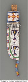 70198: A Cheyenne Pictorial Beaded Hide Knife Sheath an