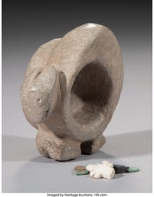 70106: A Mimbres Rabbit Effigy Stone Censor c. 950 -