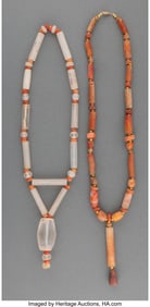 70297: Two Pre-Columbian Crystal and Carnelian Necklace