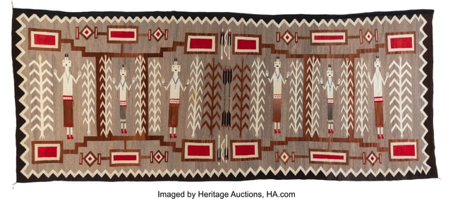 70109: A Large Navajo Yei Rug c. 1940 native handspu