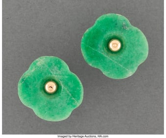70298: A Pair of Maya Jade Ear Flares Mesoamerica, c.
