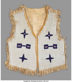 70203: A Sioux or Cheyenne Beaded Hide Vest c. 1890 h