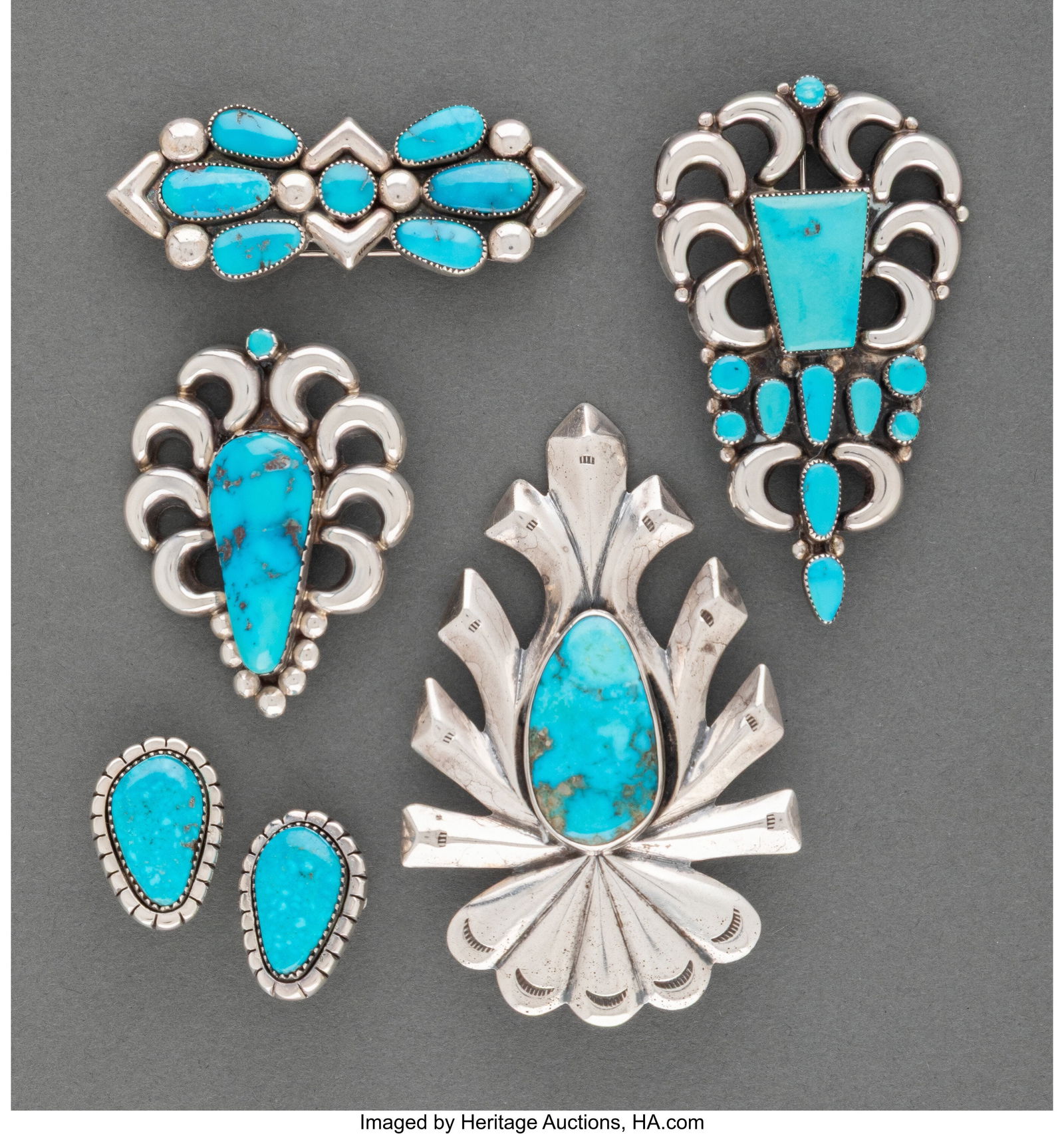 Five Navajo Jewelry Items  c. 1980  including a (1 of 2)