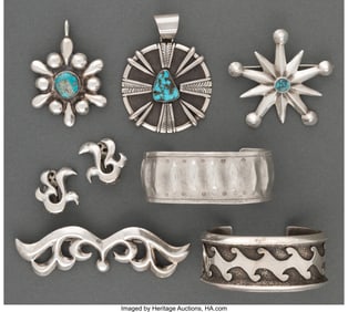 70028: Seven Navajo Style Jewelry Items c. 1970 inclu