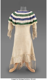 70210: A Plateau Girl's Beaded Hide Dress c. 1950 hid