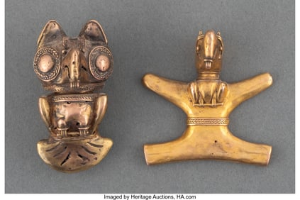 70307: Two Tairona Gold Bird Pendants Colombia, c. 100