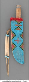 70212: A Sioux Beaded Buffalo Hide Knife Sheath and Kni