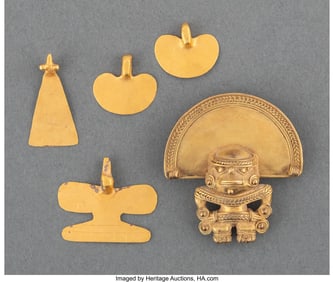 70309: A Group of Tairona Gold Items Colombia, c. 100