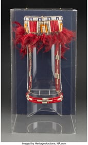70215: A Sioux Quilled Hide Headstall c. 1900 hide,