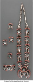 70035: A Zuni Jewelry Suite c. 1980 including a squas