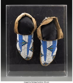 70216: A Pair of Sioux Beaded Hide Moccasins c. 1890