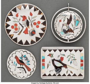 70036: Four Zuni Jewelry Items c. 1975 including a la
