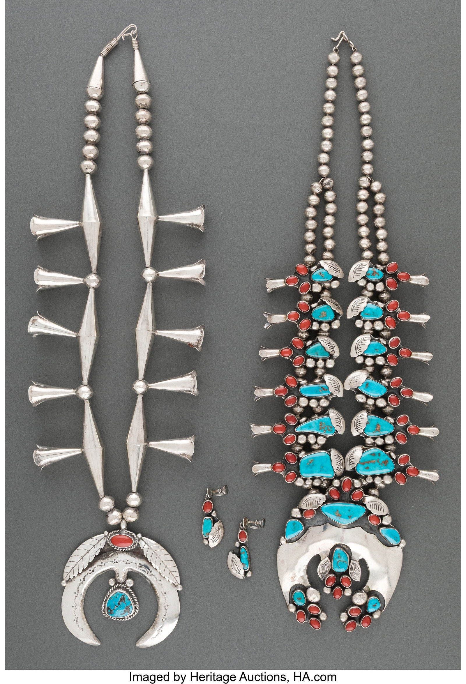 Two Navajo Necklaces  c. 1980  one stamped L. (L (1 of 2)