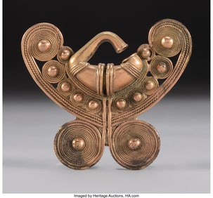 70314: A Tairona Gold Nose Ornament Colombia, c. 100 B