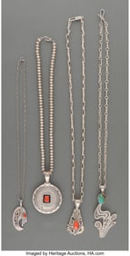 70040: Four Southwest Necklaces c. 1980 one stamped w