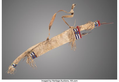 70220: A Cheyenne Beaded Hide Bow Case and Quiver c. 1