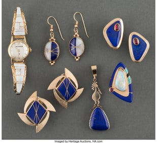 70042: Six Southwest Style Jewelry Items c. 1990 incl