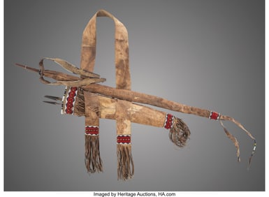 70222: A Cheyenne / Arapaho Beaded Hide Bow Case and Qu