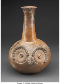 70317: A Chavin Owl Vessel Peru, c. 1200-500 BC Hollo