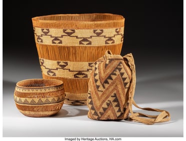70147: Three West Coast Basketry Items c. 1920 includ