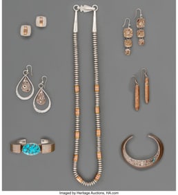 70048: Seven Navajo Jewelry Items c. 2000 including f
