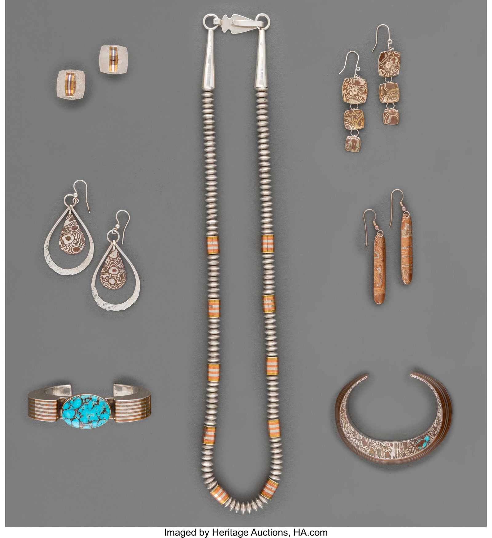 Seven Navajo Jewelry Items  c. 2000  including f (1 of 2)