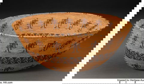 70149: A Yokuts Polychrome Coiled Bowl Mrs. Dick Fran