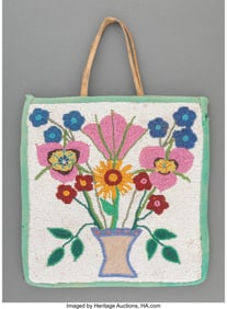 70231: A Plateau Pictorial Beaded Hide Flat Bag c. 191