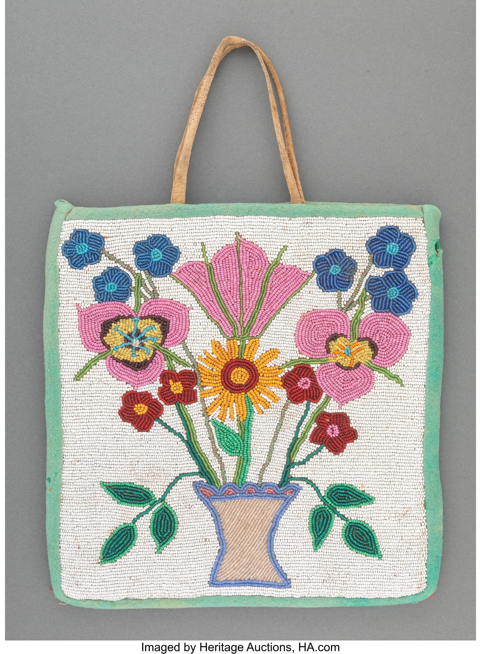 A Plateau Pictorial Beaded Hide Flat Bag  c. 191 (1 of 2)