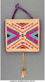70232: A Plateau Twined Cornhusk Bag c. 1920 natural