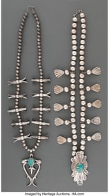 70055: Two Southwest Squash Blossom Necklaces c. 1960