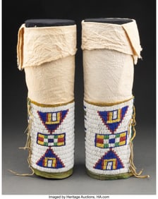 70233: A Pair of Sioux Woman's Beaded Hide Leggings c.