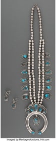 70056: A Navajo Jewelry Suite c. 1975 including a squ