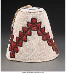 70234: A Plateau Woman's Beaded Cloth Hat c. 1900 can